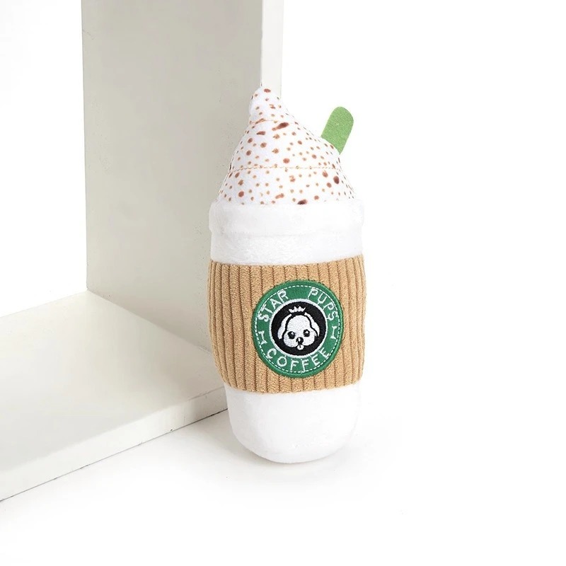 Teeth Grinding Dog Toy Latte S - огляд і ціна Interactive Squeaky Plush Dog Toy