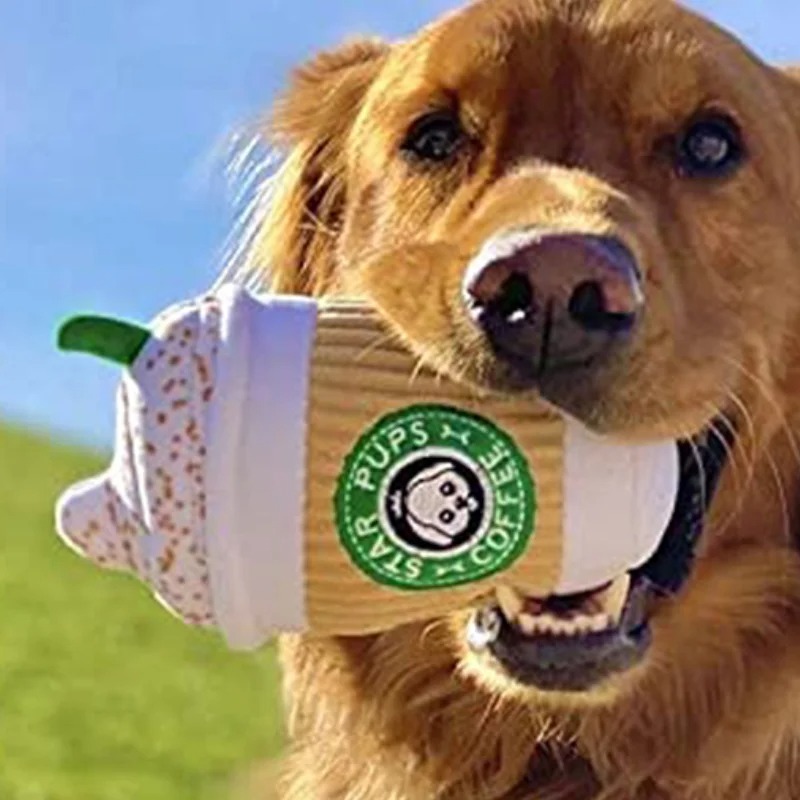 Teeth Grinding Dog Toy Latte S - огляд і ціна Interactive Squeaky Plush Dog Toy