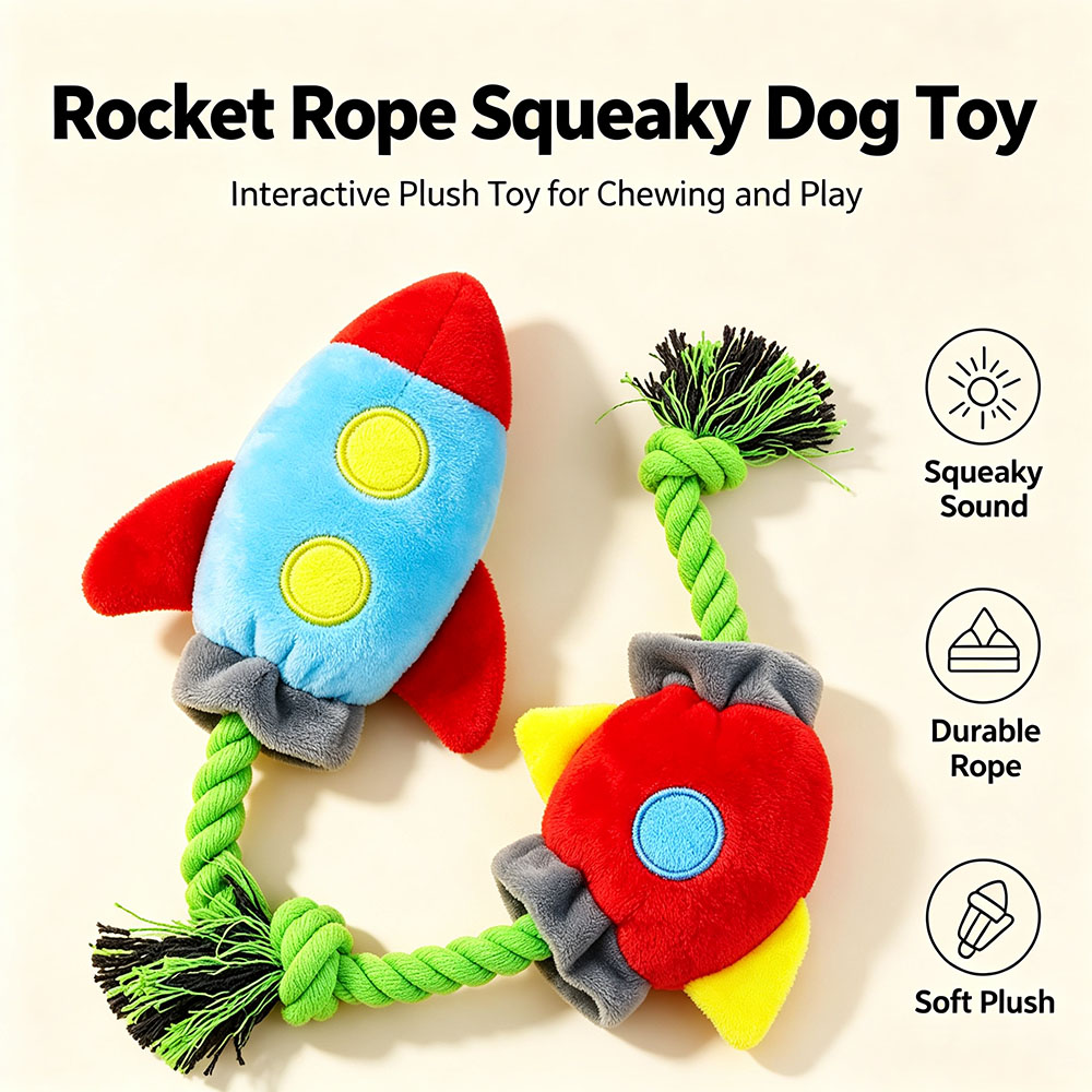 Squeaky Rocket Dog Toy, Plush  - огляд і ціна Interactive Squeaky Plush Dog Toy