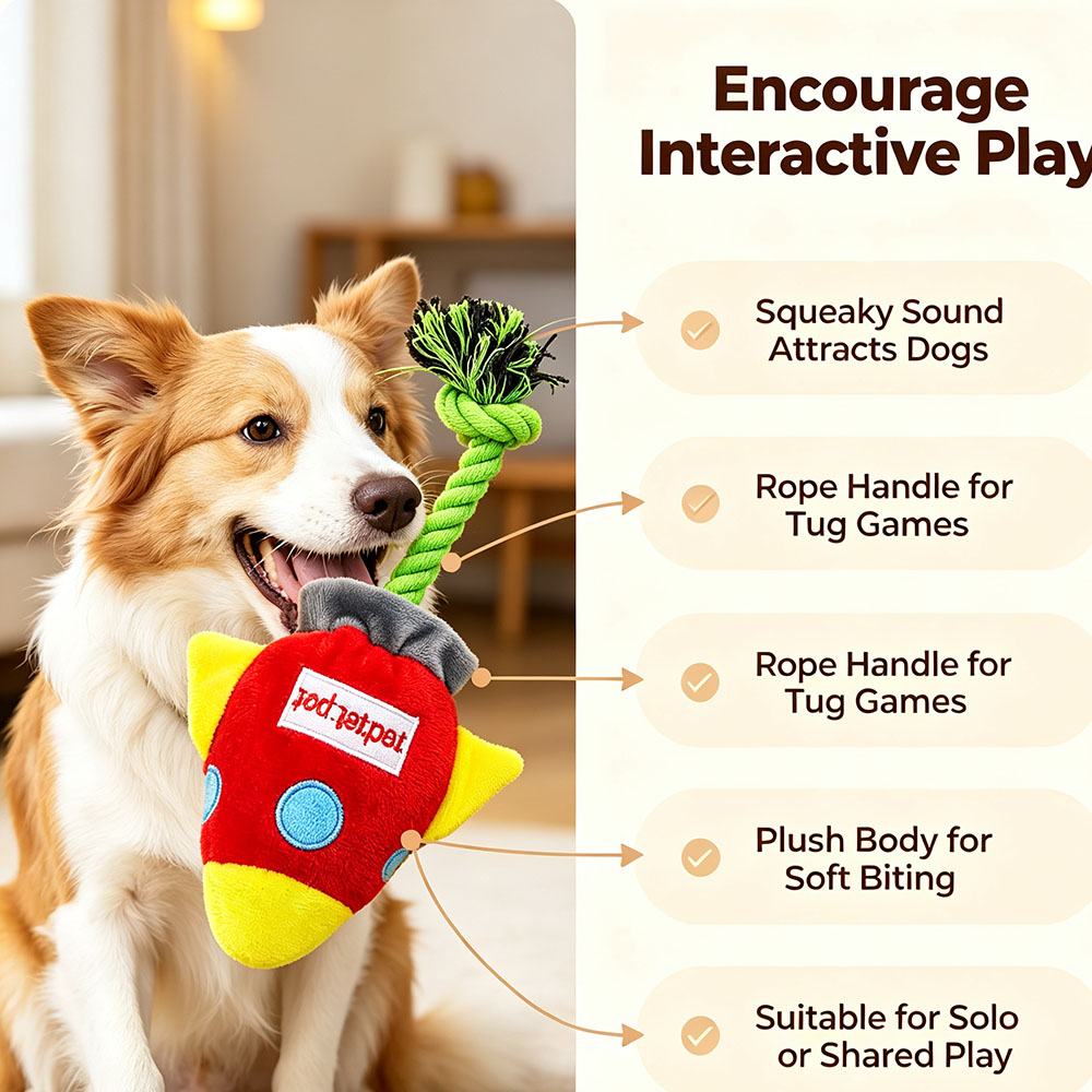 Squeaky Rocket Dog Toy, Plush  - огляд і ціна Interactive Squeaky Plush Dog Toy