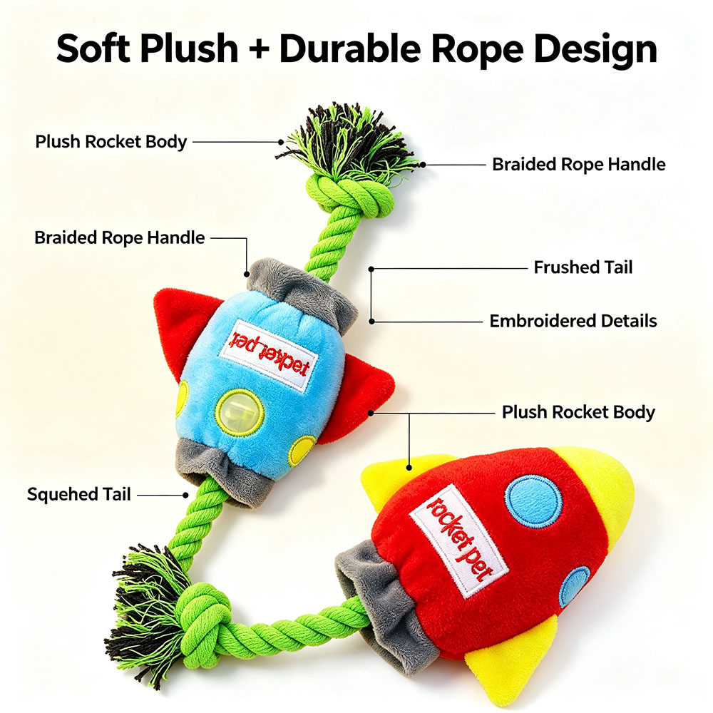 Squeaky Rocket Dog Toy, Plush  - огляд і ціна Interactive Squeaky Plush Dog Toy