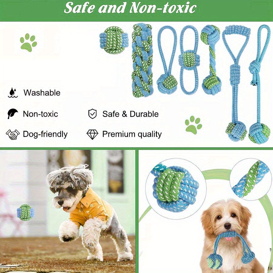 7pcs  Interactive Knot Toys Du - огляд і ціна Dog Rope Toy Aggressive Chewers